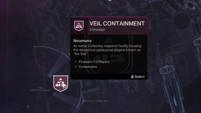 Screenshot of the Veil Containment mission that unlocks the new Strand Aspects