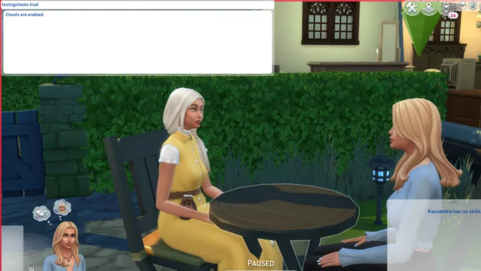 The debug cheat box in The Sims 4